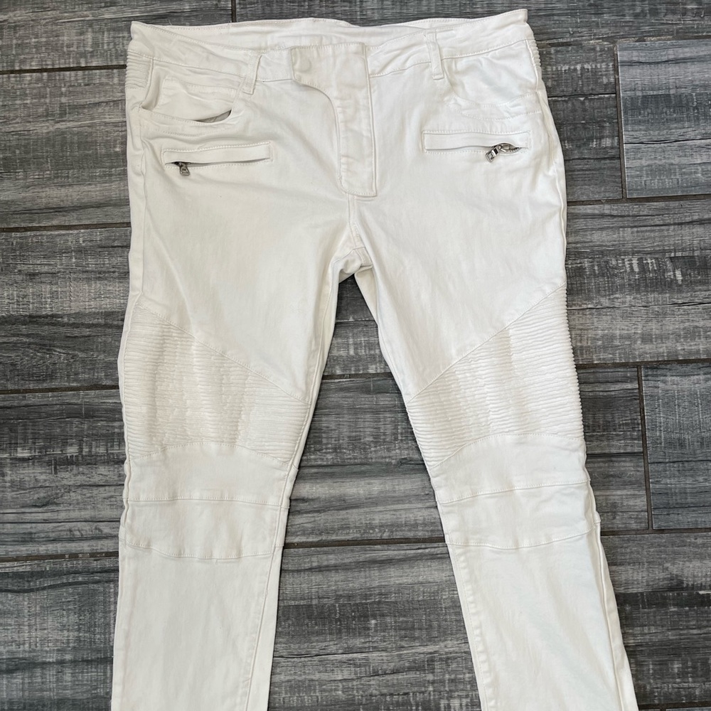 Balmain mens jeans Moto White Size 42